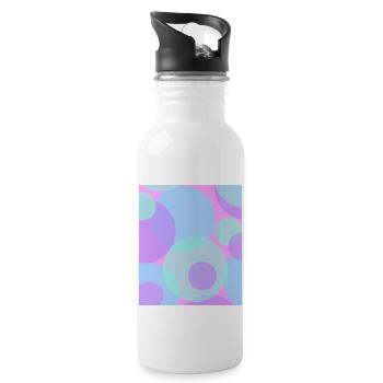 Punkte in Pastell - Trinkflasche mit integriertem Trinkhalm - Weiß - Rechts
