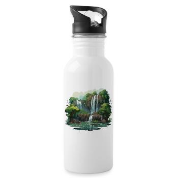 Promenade en cascade - Gourde avec paille intégrée - blanc - Droite