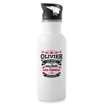 OLIVIER UN NOM UNE FIERTÉ AUCUN RIVAL - Gourde avec paille intégrée - blanc - Droite
