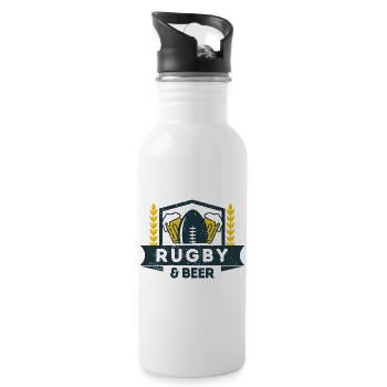 Rugby & Beer – Perfekte Kombination für Fans - Trinkflasche mit integriertem Trinkhalm - Weiß - Rechts