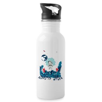 Weltraum-Kaninchen - Trinkflasche mit integriertem Trinkhalm - Weiß - Rechts