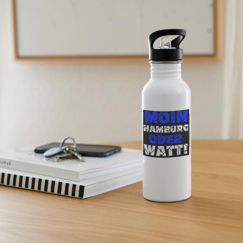 Hamburg , Moin oder watt (25) Trinkflasche mit integriertem Trinkhalm