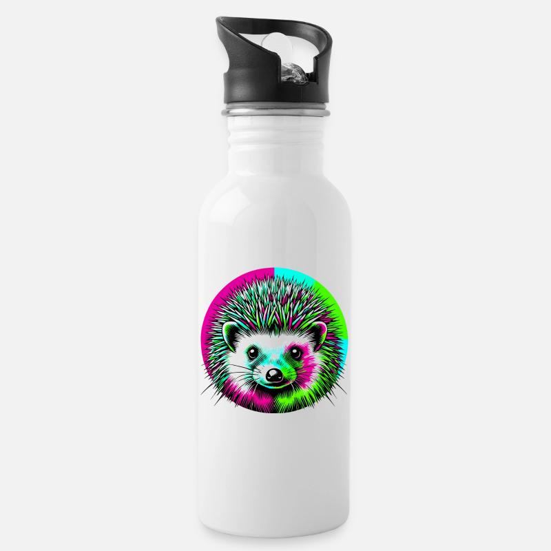 Igel - Trinkflasche mit integriertem Trinkhalm - Weiß