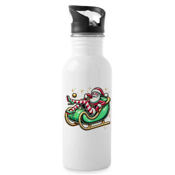 Sassy Santa Lounging on Sleigh - Water bottle with straw - white - Right