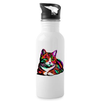 Cat - Water bottle with straw - white - Right