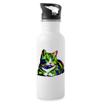 Cat - Water bottle with straw - white - Right
