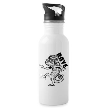Dancing Chameleon - Rave Design - Water bottle with straw - white - Right