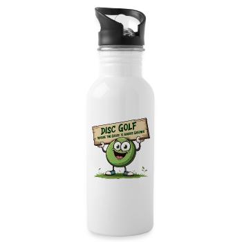 Disc Golf - Where The Grass is Always Greener - Trinkflasche mit integriertem Trinkhalm - Weiß - Rechts