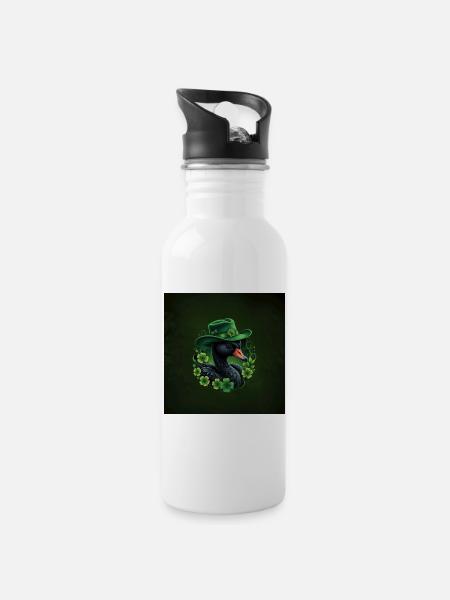 Irische Eleganz, - Trinkflasche mit integriertem Trinkhalm - Weiß