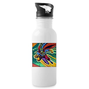 Superhero - Water bottle with straw - white - Right