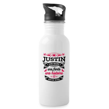 JUSTIN UN NOM UNE FIERTÉ AUCUN RIVAL - Gourde avec paille intégrée - blanc - Droite