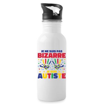Ich bin nicht seltsam, ich bin Autist - Trinkflasche mit integriertem Trinkhalm - Weiß - Rechts