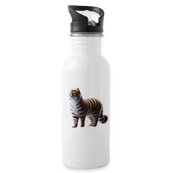 Chat tigre - Gourde avec paille intégrée - blanc - Droite