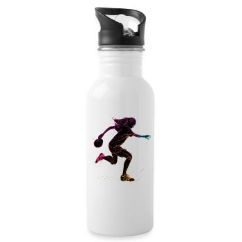 Bowling Frau Retrowave - Trinkflasche mit integriertem Trinkhalm - Weiß - Rechts