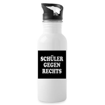 Schüler gegen rechts - Trinkflasche mit integriertem Trinkhalm - Weiß - Rechts