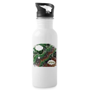 Pop Art Stil invers - Trinkflasche mit integriertem Trinkhalm - Weiß - Rechts