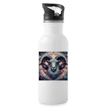 ARIES \ Zodiac - Water bottle with straw - white - Right