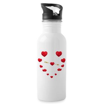 Loving heart design with arrow - Water bottle with straw - white - Right