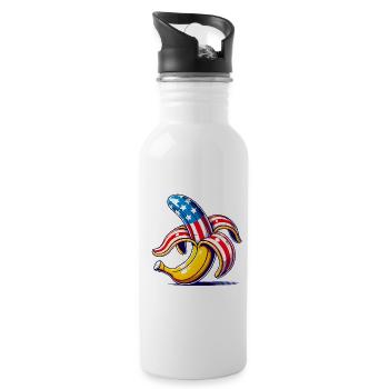 Patriotic Banana PopArt Design - Water bottle with straw - white - Right