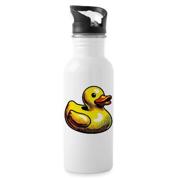 Ente Ente Ente Ente Ente - Trinkflasche mit integriertem Trinkhalm - Weiß - Rechts