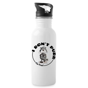 Grumpy I Don't Purr Cat Saying Cats - Water bottle with straw - white - Right