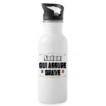 Nièce Qui Assure Grave - Gourde avec paille intégrée - blanc - Droite