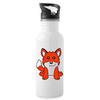 Fuchs Rotfuchs Wildes Tier Schlauer Wald Bewohner - Trinkflasche mit integriertem Trinkhalm - Weiß - Rechts