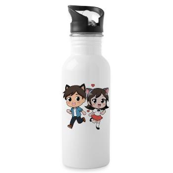Fantasy Cat Duet for Kids - Water bottle with straw - white - Right