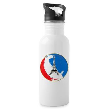 France Badge – Tricolor Pride - Water bottle with straw - white - Right