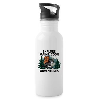Explorer Maine Coon Adventure Imprimer - Gourde avec paille intégrée - blanc - Droite
