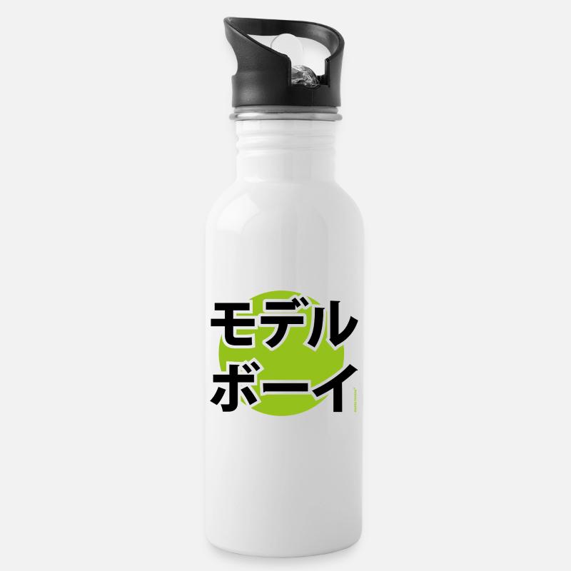 musterknabe japan - Trinkflasche mit integriertem Trinkhalm - Weiß