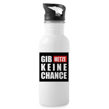 gib hetze keine chance - Trinkflasche mit integriertem Trinkhalm - Weiß - Rechts