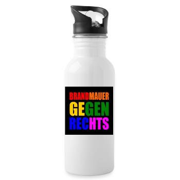 brandmauer gegen rechts - Trinkflasche mit integriertem Trinkhalm - Weiß - Rechts
