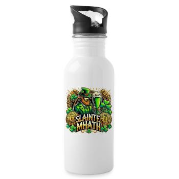 St. Patrick's Day Slainte Mhath Bitcoin Gift - Water bottle with straw - white - Right