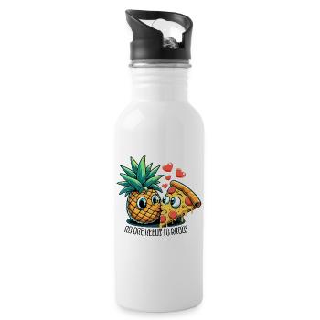 Pizza Hawaii French Kiss Love Drôle de cadeau - Gourde avec paille intégrée - blanc - Droite