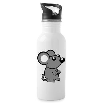 Maus Mäuschen Süße Kleine Ratte Nager Freundlich - Trinkflasche mit integriertem Trinkhalm - Weiß - Rechts