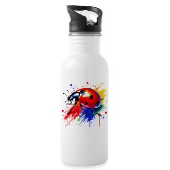 Marienkäfer - Trinkflasche mit integriertem Trinkhalm - Weiß - Rechts