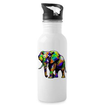 Éléphant - Gourde avec paille intégrée - blanc - Droite