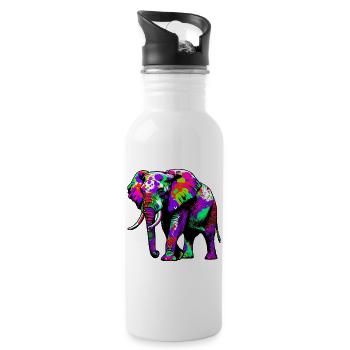Elefant - Trinkflasche mit integriertem Trinkhalm - Weiß - Rechts