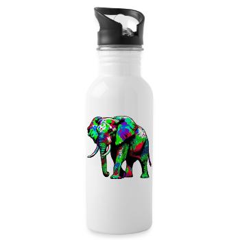 Éléphant - Gourde avec paille intégrée - blanc - Droite
