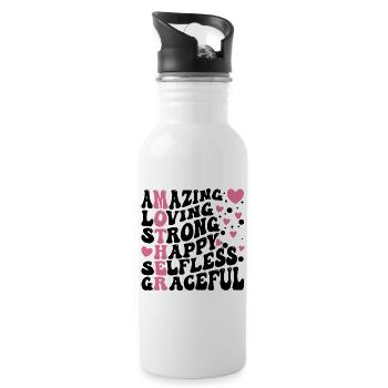 Best Mom Ever - Water bottle with straw - white - Right