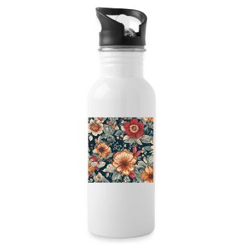Flower Life - Trinkflasche mit integriertem Trinkhalm - Weiß - Rechts