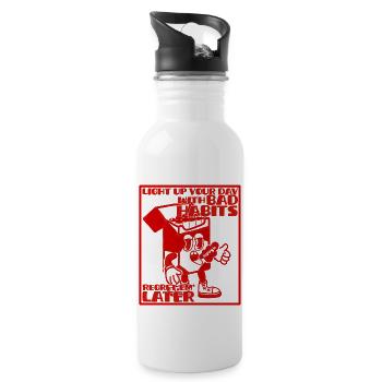 Tobacco abuse is for your health - Water bottle with straw - white - Right