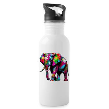 Éléphant - Gourde avec paille intégrée - blanc - Droite