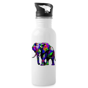 Éléphant - Gourde avec paille intégrée - blanc - Droite