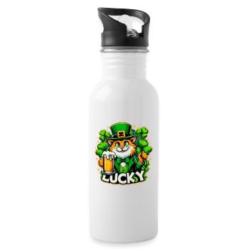 Saint-Patrick Leprechaun Cat Happy - Gourde avec paille intégrée - blanc - Droite