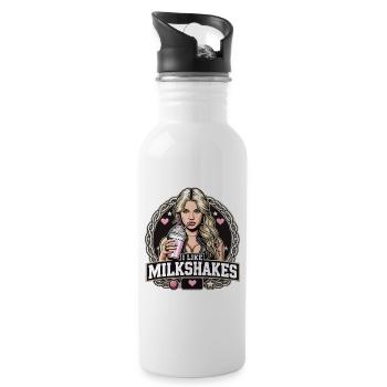 Milchshake blonde Frau Blondine Geschenk - Trinkflasche mit integriertem Trinkhalm - Weiß - Rechts