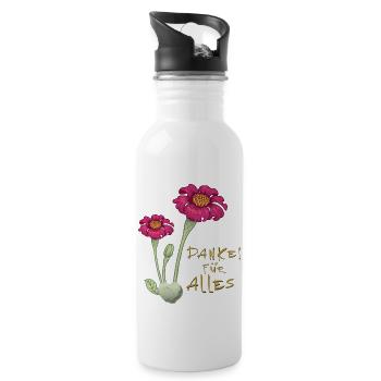 Danke für Alles - Trinkflasche mit integriertem Trinkhalm - Weiß - Rechts