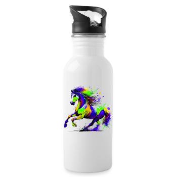 Cheval - Gourde avec paille intégrée - blanc - Droite