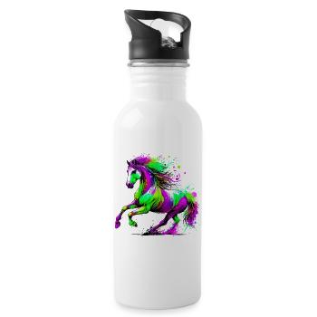 Cheval - Gourde avec paille intégrée - blanc - Droite